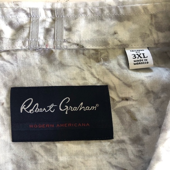 Robert Graham Marbella Short Sleeve Linen Blend Button-Up Shirt NWOT Plus Sz 3XL - Picture 11 of 16